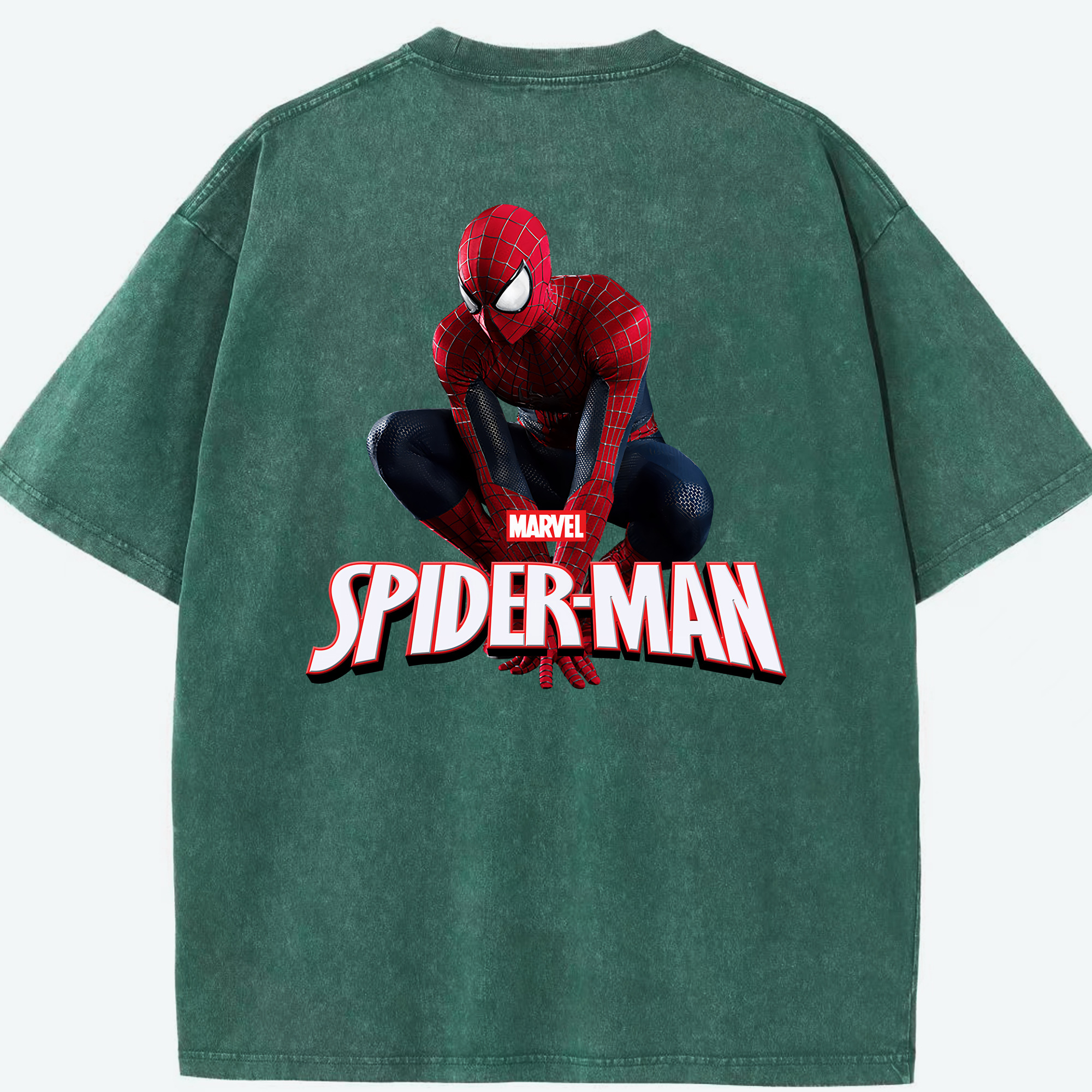 （画像用） Spider Man スパイダーマン 綿100% ヴィンテージ風 半袖Tシャツ（背面プリント）